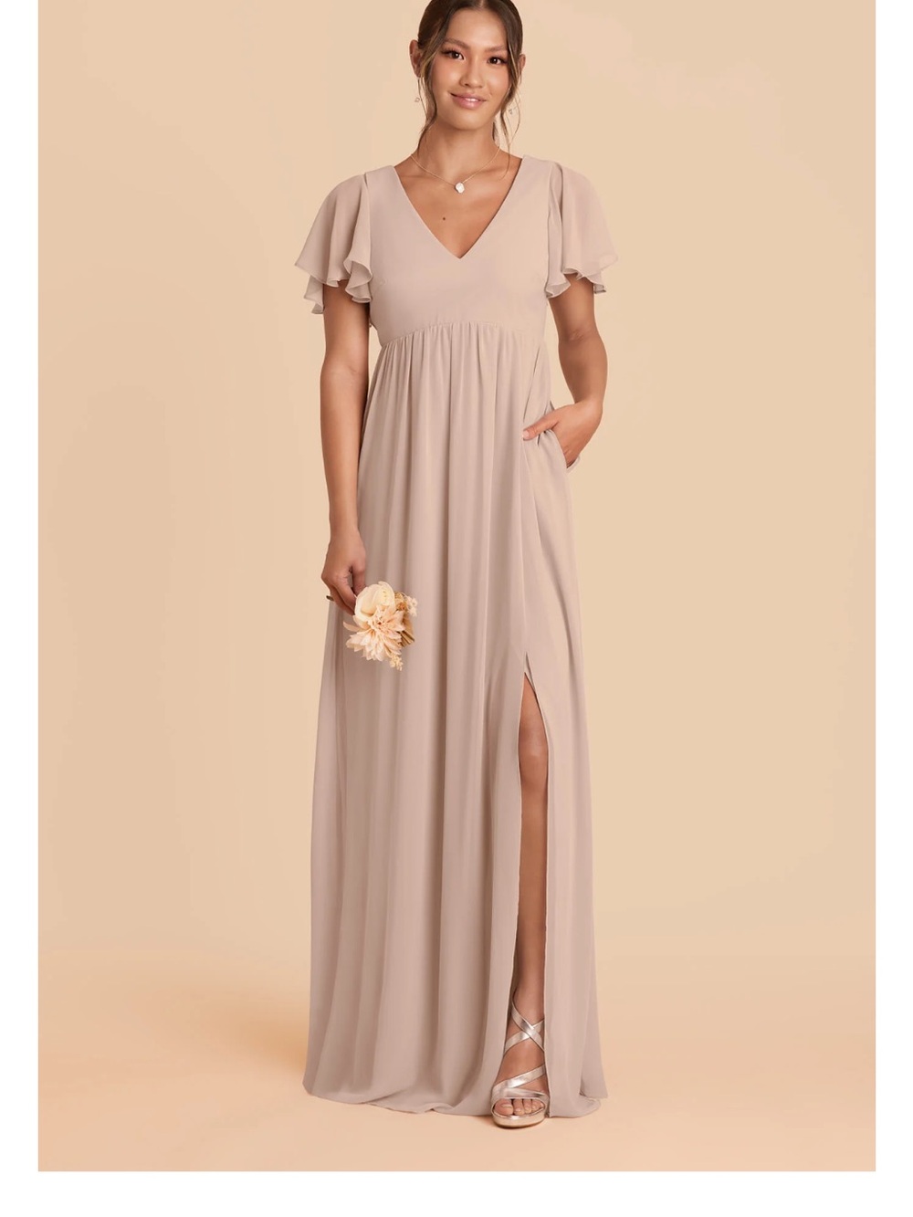 Birdy Grey Chiffon Taupe Hannah Dress